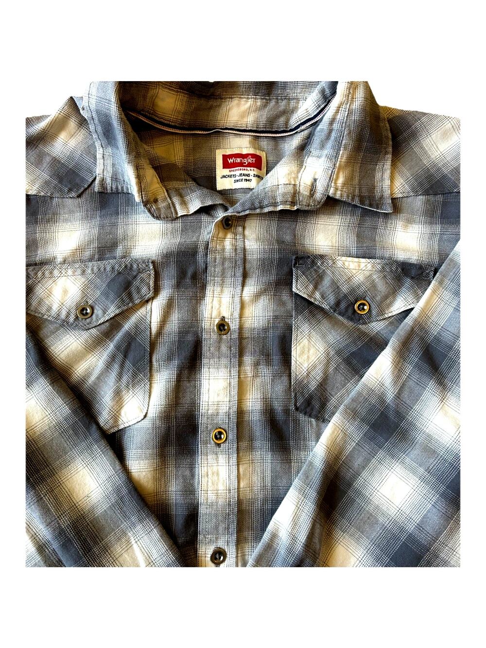 Wrangler Western Mens Shirt XL Plaid Button Down Long Sleeve Cowboy Western Y2K